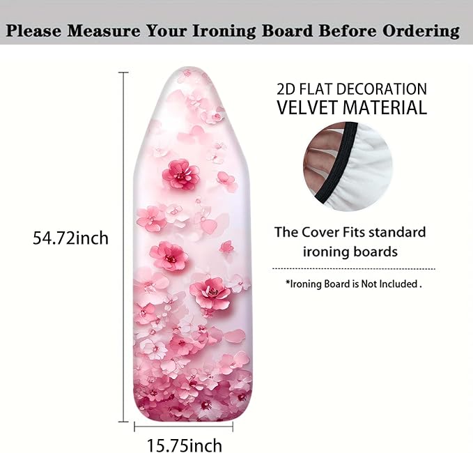 Nuxovilar Pink Watercolor Flowers Ironing Board Cover, This Cover Fits Most