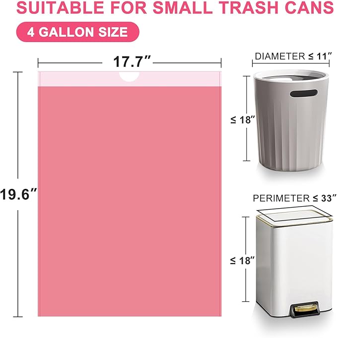 4 Gallon Trash Bags Drawstring 100 Count, JUKFITA Extra Strong Small Garbage