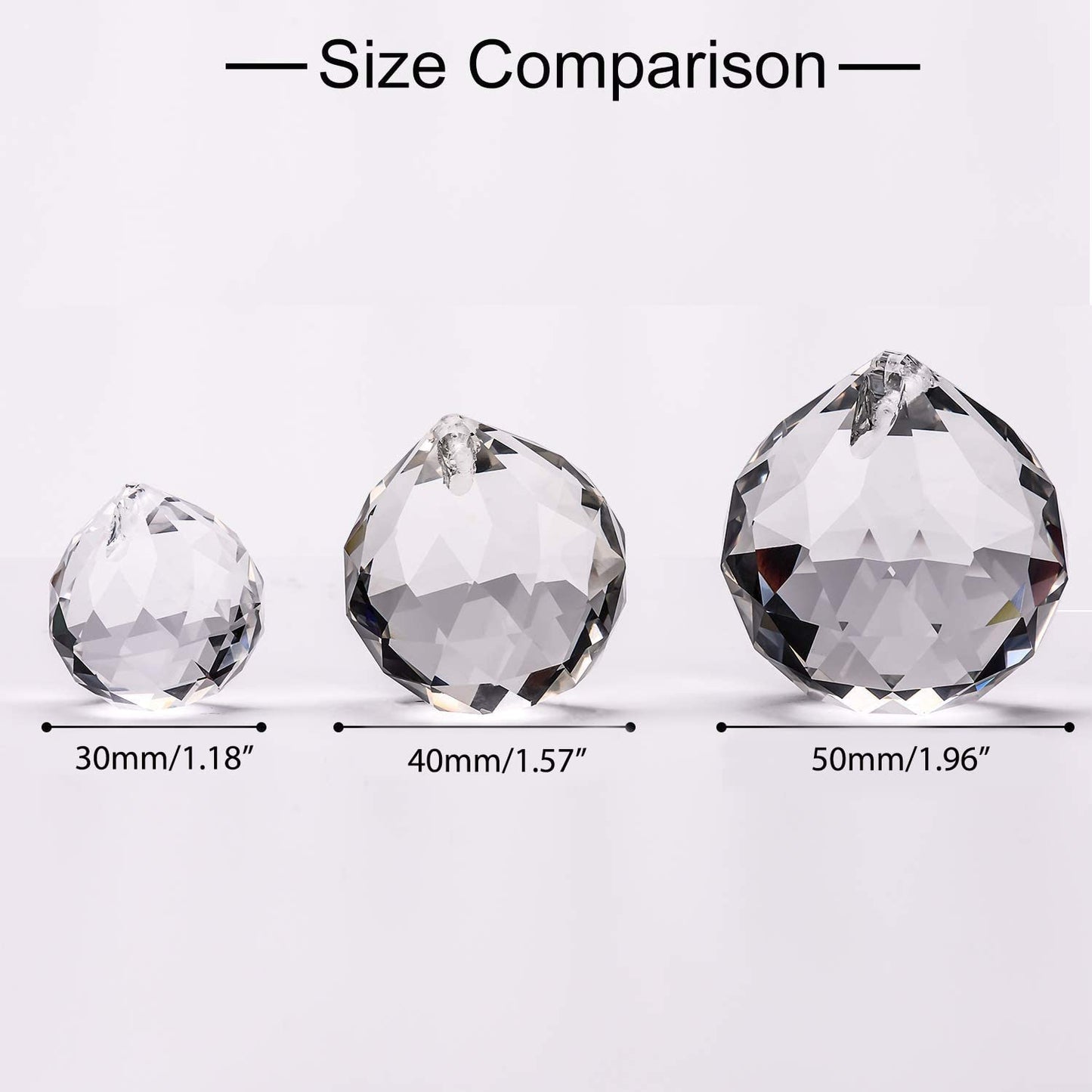 MerryNine 6 Pcs Clear Crystal Ball Prism Sun Shine Catcher Rainbow Pendants Maker, Hanging Crystals Prisms for Windows, for Feng Shui (30mm/40mm/50mm 6Pack)