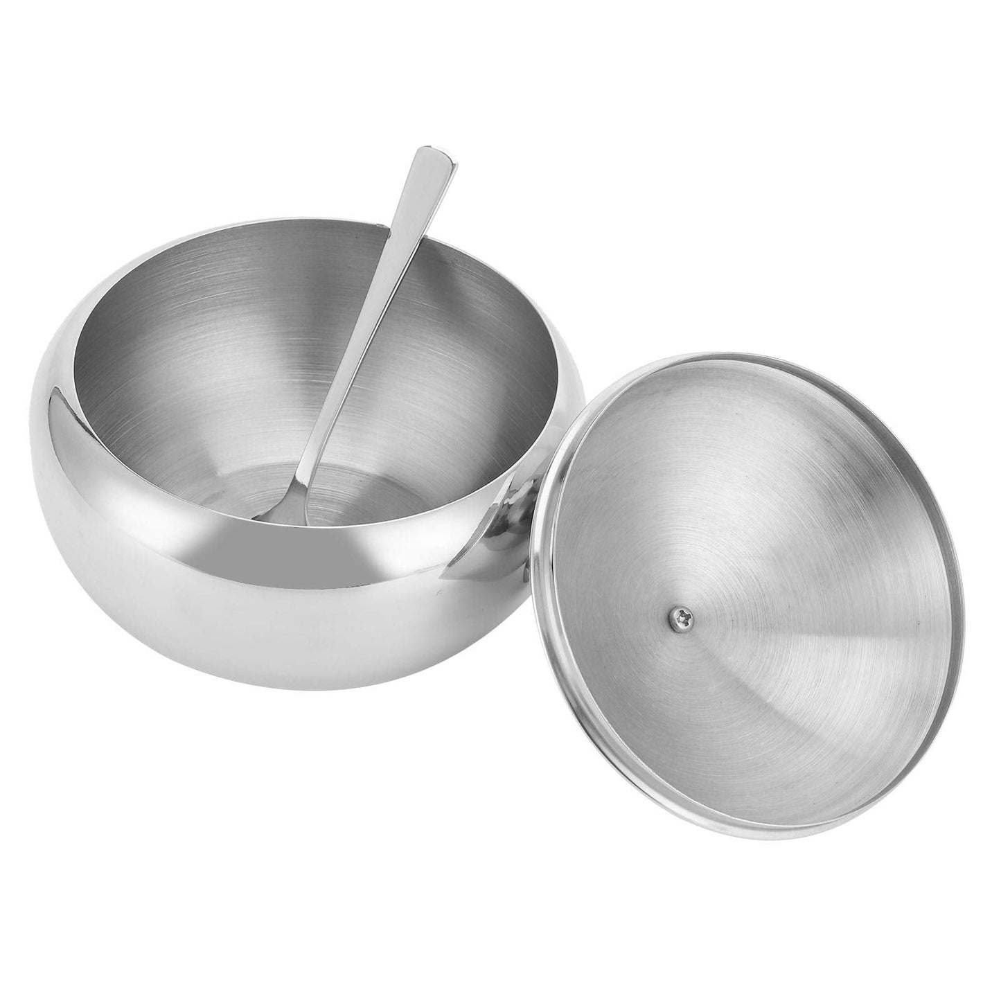 Seasoning Bowl,Stainless Steel Sugar Bowl With Lid and Spoon, Kitchen Storage Bottle Condiment Pots Ideal for Store Sugar, Salt, ,Spices(740ml,25.02OZ)