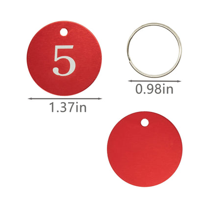 StayMax Round Aluminum Engraved Number Tags Key Tags ID Tags (1-10, Red)