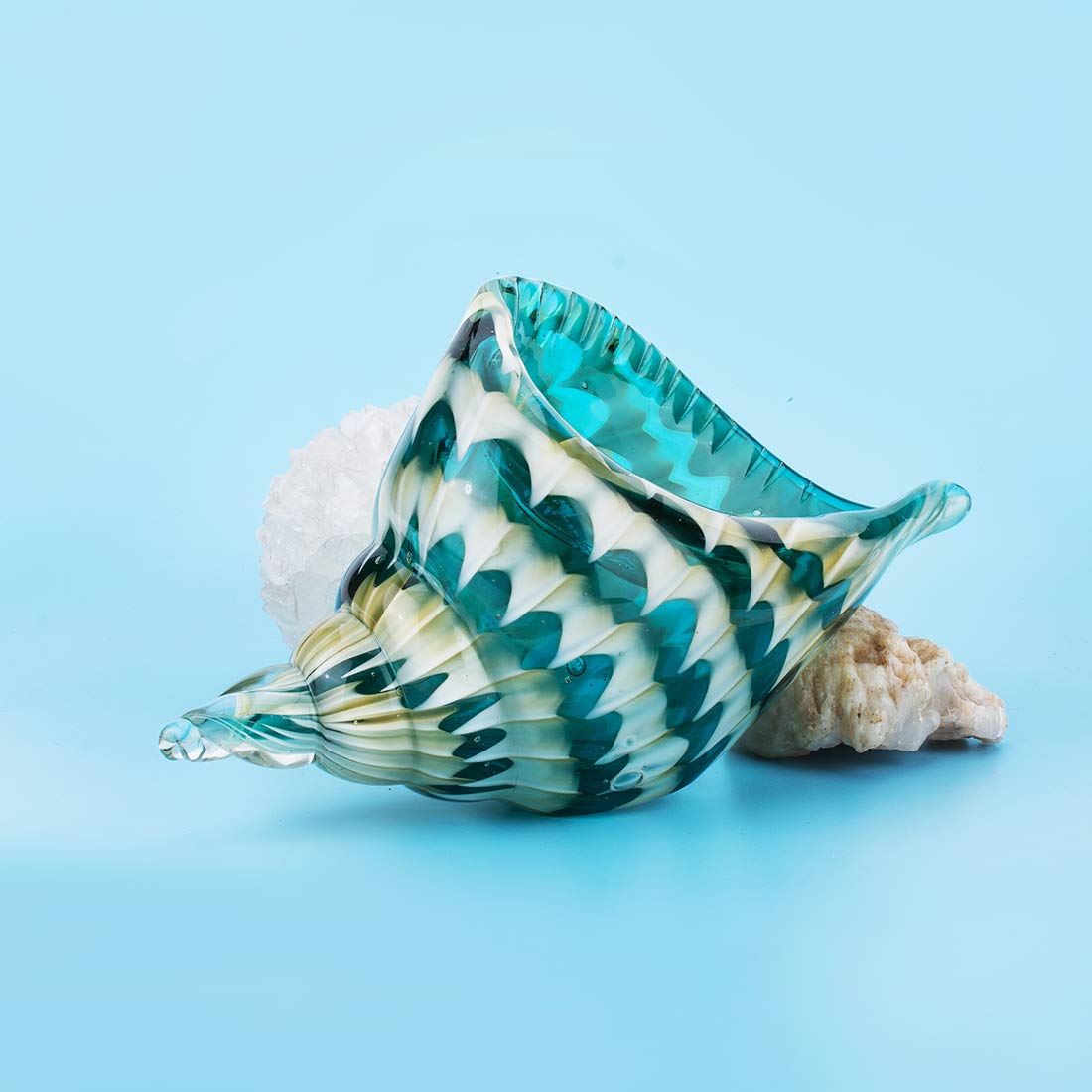 Qf Hand Blown Seashell, Beautiful Home Decor, Handmade Glass Art, Glass Conch