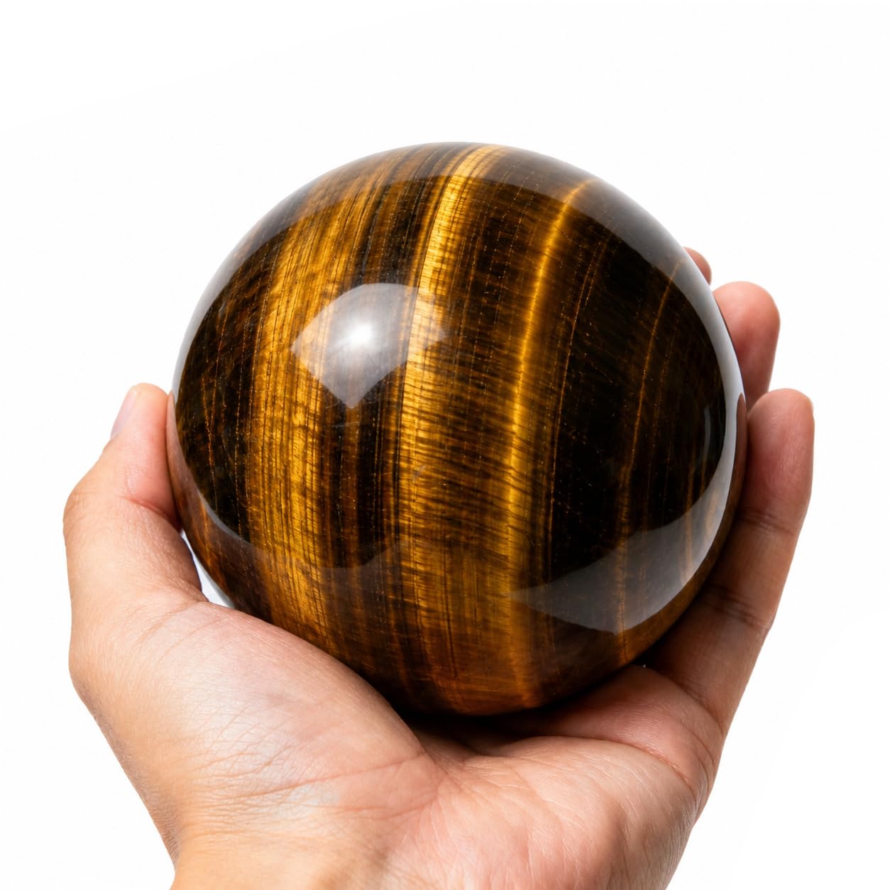 2.36-2.76inch/6-7cm Natural Tiger's Eye Crystal Sphere, Hand Polished Tiger Eye Stone Ball, Healing Crystal Decorative Sphere, Reiki Energy Stone Crafts, Feng Shui Home Ornament, Gift a Small Base
