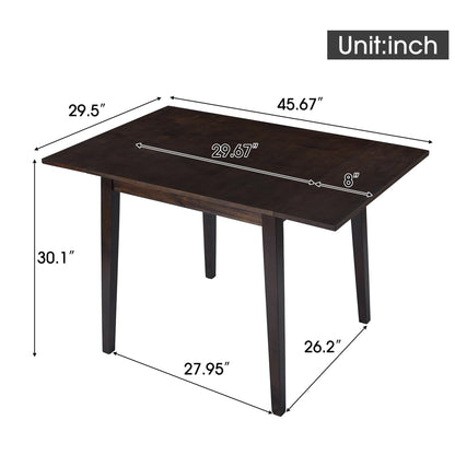Merax Wooden 29"- 45" Extendable Rectangular Dining Table with Drop Leaf, Fits up to 4, Easy Assemble Espresso