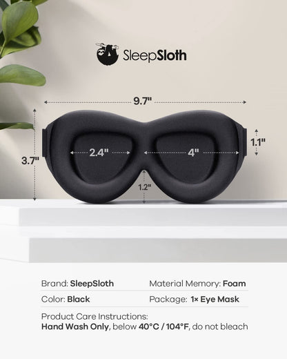 Sleep Eye Mask for Men Women, 3D Contoured 100% Blackout Eye Mask for Sleeping with Adjustable Strap, Soft and Comfortable Night Blindfold, Shade Cover for Travel Shift Work Nap, Black