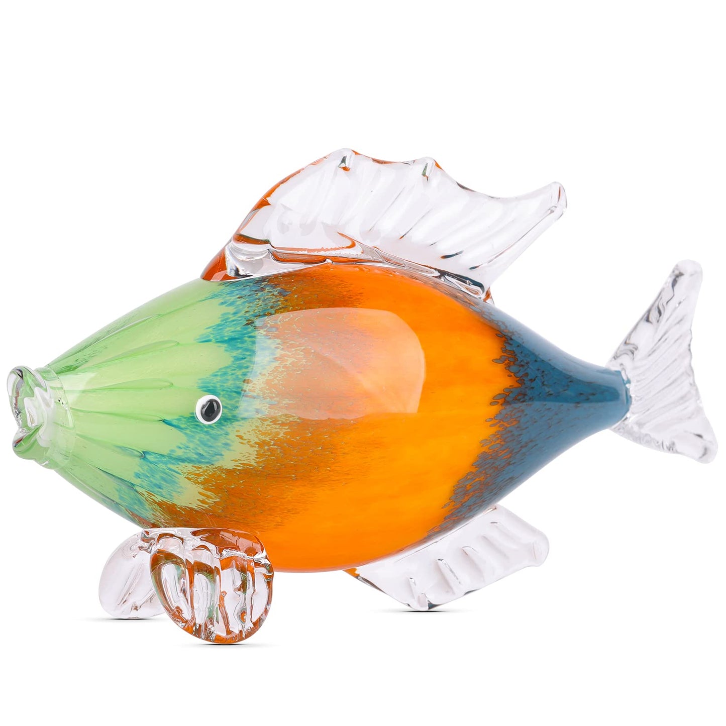 LCCCK Large Glass Fish Statue, Hand Blown Glass Sea Life Figurines, Coastal Decor for Home,Tropical Fish Ornaments Collectible Figurines, Coffee Table, Shelf, Office, Bathroom Decoration Nautical Art