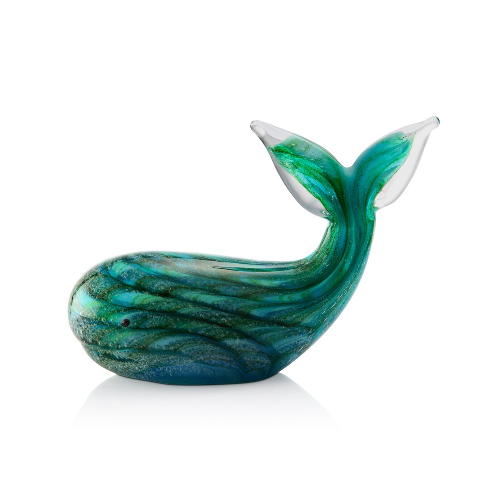 Art Glass Teal Blue Whale Sculpture