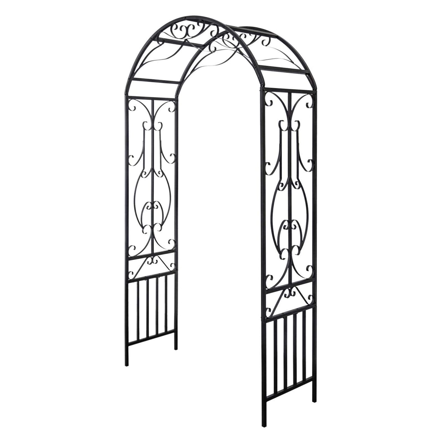 Peach Tree Outdoor Metal Garden Arch, 86.6" H x 44.1" W Iron Black Trellis Arbor Various Climbing Plant Growing Lawn Backyard