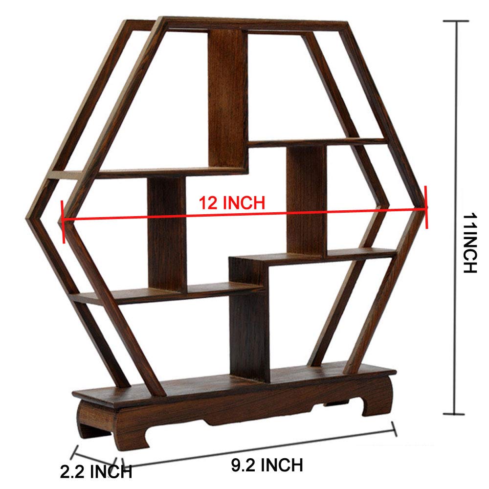 NWFashion Chinese Wooden Rosewood Display Stand Decoration Curio Cabinets Shelf (Hexagon)