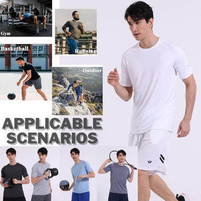 fovdtaa 5 Pack Mens Short Sleeve Crew Neck Gym T Shirt Workout Running Tops Mens Breathable Athletic Shirts Short Sleeve Sport Tops Black Grey Blue Navy White M