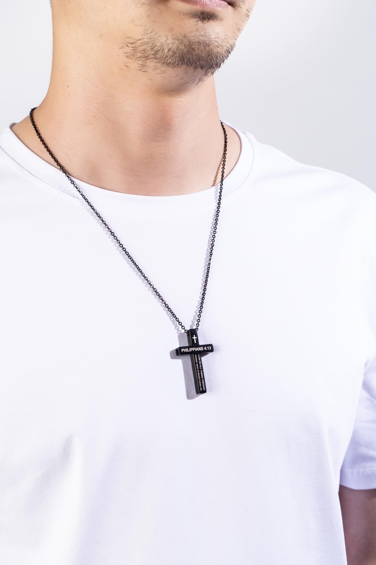 FUNPAR Cross Breathing Necklace for Anxiety, Inspirational Bible Verse Mindfulness Pendant Necklace, Stainless Steel Meditation Breathwork Tool, Anxiety Relief Items for Teens Gift(Silver 41: 10)