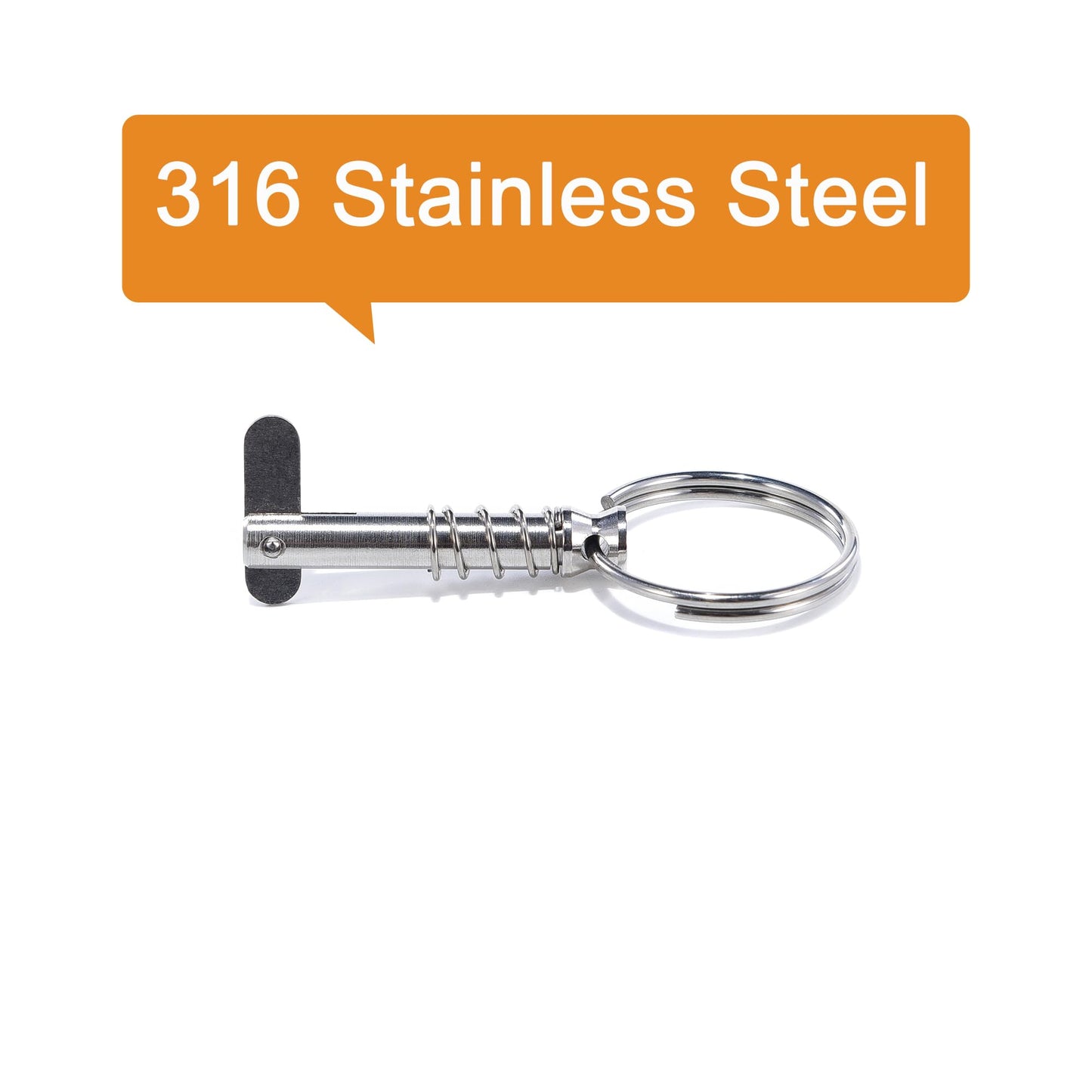 10 Pack Quick Release Bimini Pins, 1/4" Diameter - Boat Canopy Top Pins with Pull Ring, Full 316 Stainless Steel Marine Hardware