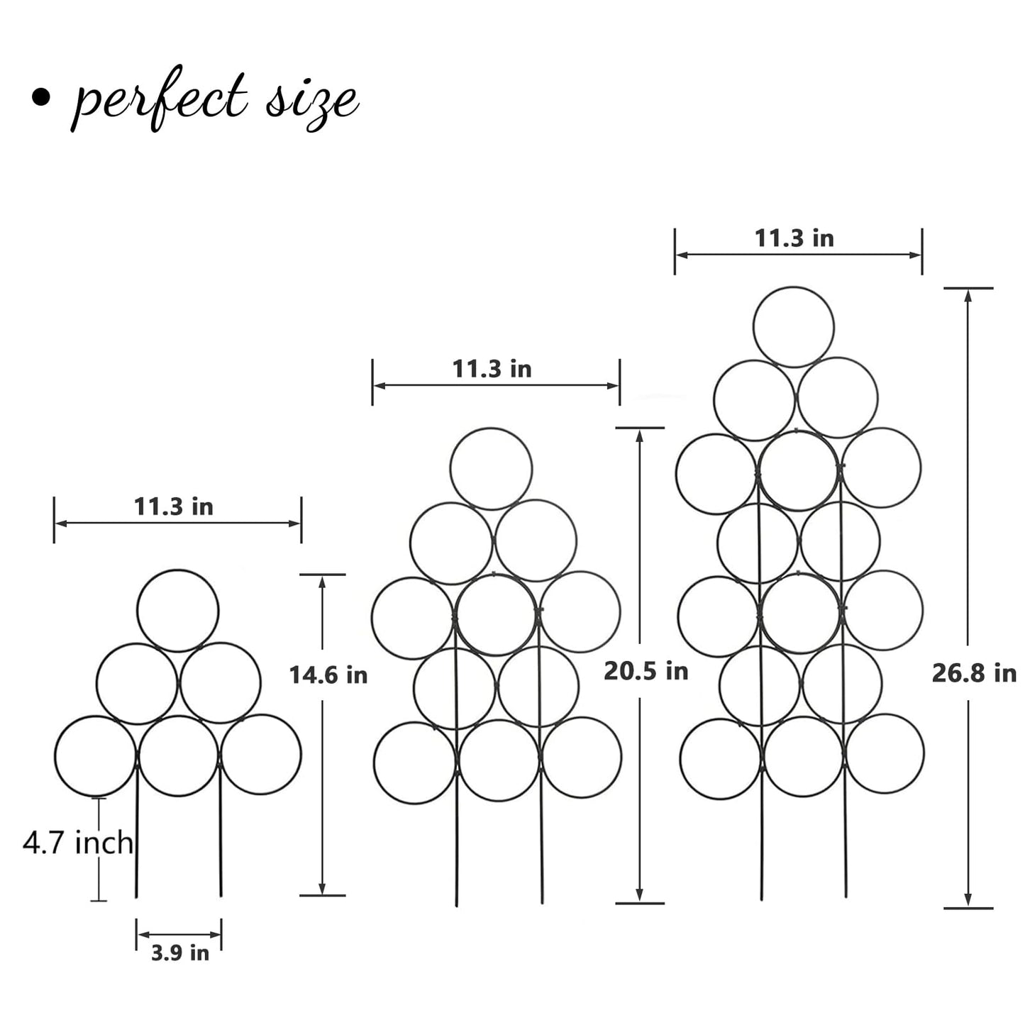 Plant Trellis for Climbing Plants Indoor Outdoor, Trlzey 3 Pack Stackable Metal Trellis - Small Garden Trellis for Potted Plants, Vine Support for Ivy, Flowers, DIY Home Deco