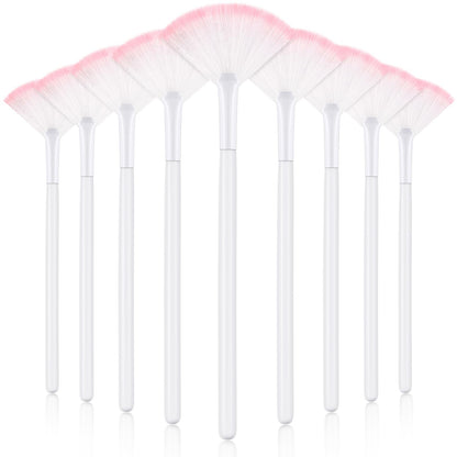 9 Pieces Facial Fan Mask Brushes, Soft Facial Applicator Brushes Tools for Peel Glycolic Makeup for Mud Cream(Champagne)