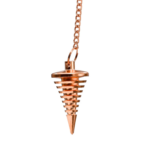 Amazing Gemstone Healing Metal Pendulums for Divination, Copper Cone Vertical Hard Coil Steel Copper Pendulum High Energy Pendulo de Bronce Pendulos de Mesa MP104