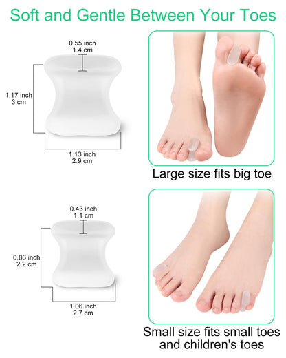 PGRODE 12 Pack Gel Toe Separators Silicone Toe Spacers for Women Men Bunion Corrector Toe Pain Relief, Toe Alignment, Soft Toe Spacer for Crooked Toes, Overlapping Toes, Hammertoe Correction (Large)