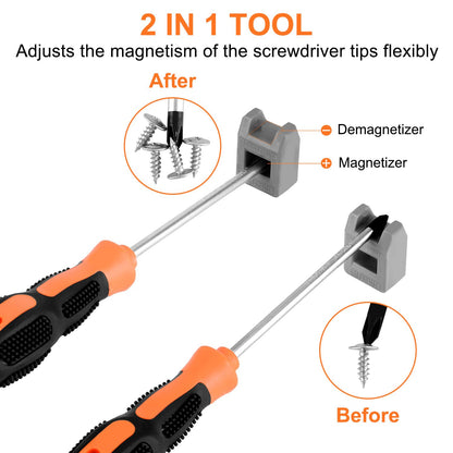 10pcs Screwdriver Set- Heavy Duty Chrome Vanadium Steel Made, Magnetic Screwdriver with 5 Flat & 5 Cross Head, Durable Screwdriver Hand Tools