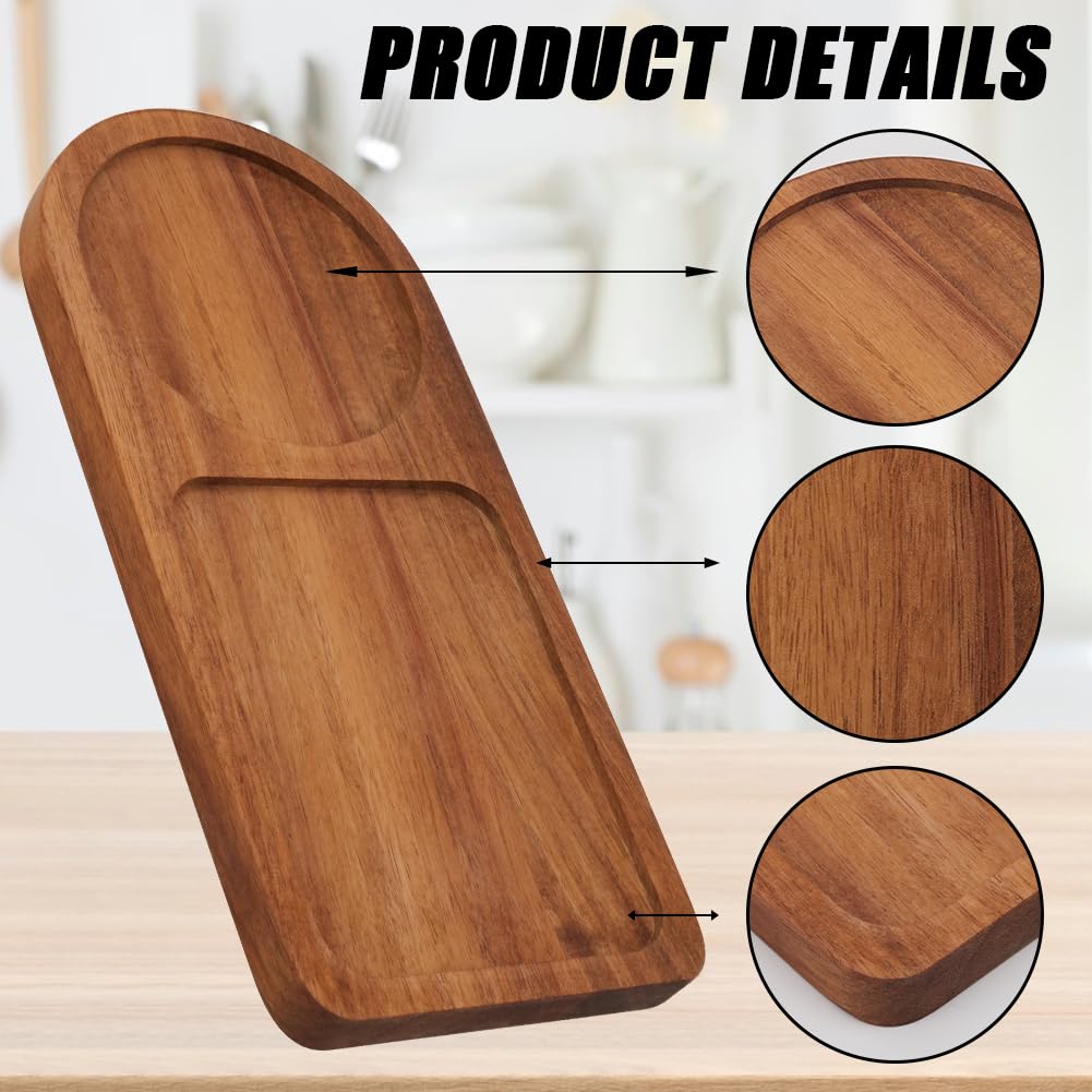 GORGECRAFT Arch Wood Tea Serving Tray Wooden Salt and Pepper Mill Tray Holder Bamboo Condiment Tea Serving Tray Grinder Rest for 2 Mills Accessories Tea Kitchen Storage Home Decor, Coconut Brown