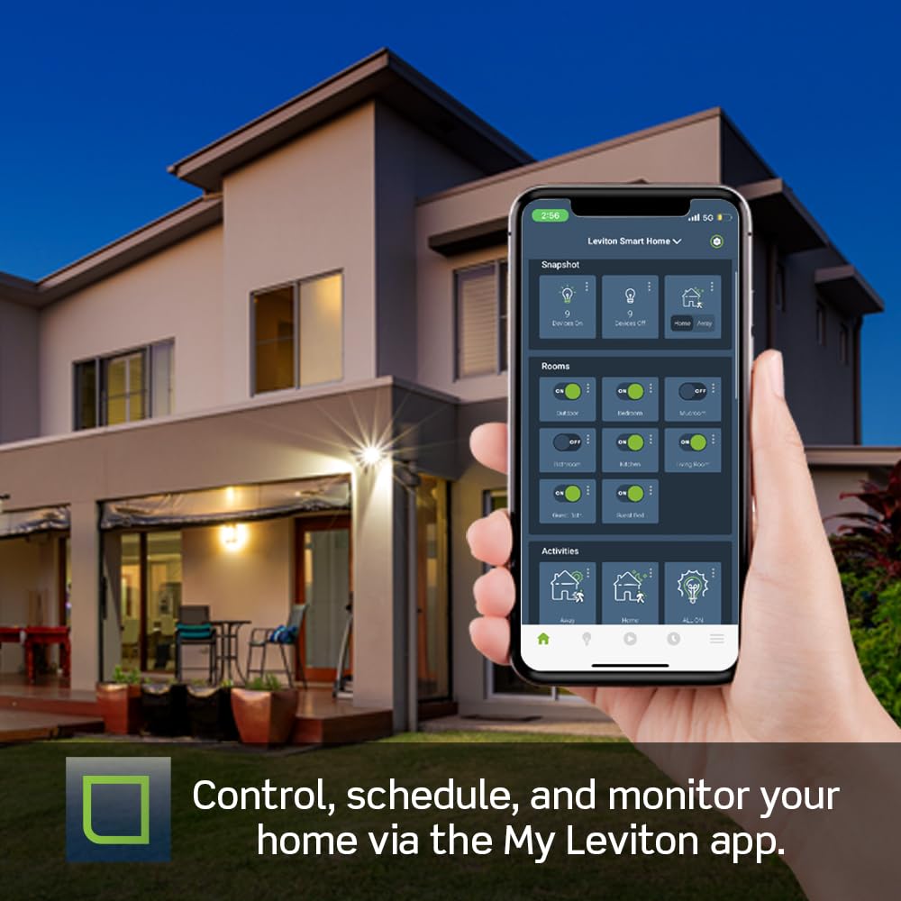 Leviton Decora Smart Switch, Wi-Fi 2nd Gen, Neutral Wire Required, Works with Matter, My Leviton, Alexa, Google Assistant, Apple Home/Siri & Wired or Wire-Free 3-Way, D215S-1RW, White