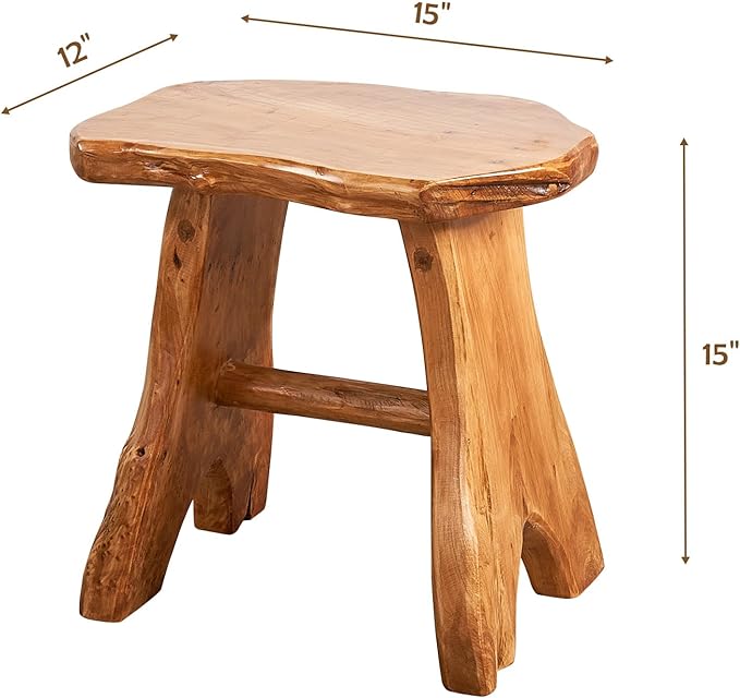 Natural Shape Solid Wood Tree Stump Stool 15"x12"x15" Cedar Root End Table