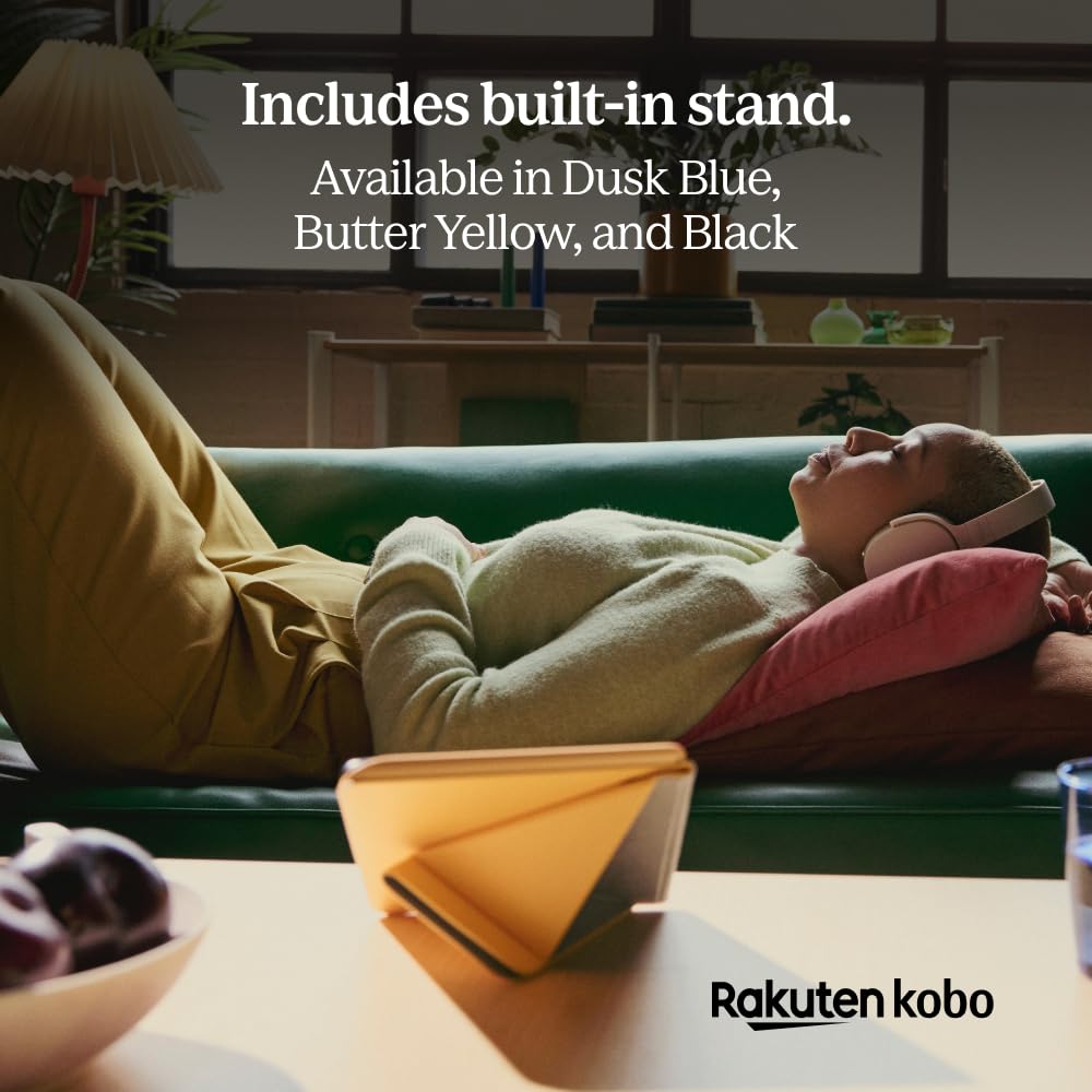 Kobo Libra Colour SleepCover Case | Black | Sleep/Wake Technology | Built-In 2-Way Stand | Vegan Leather | Compatible with 7” Kobo Libra Colour eReader