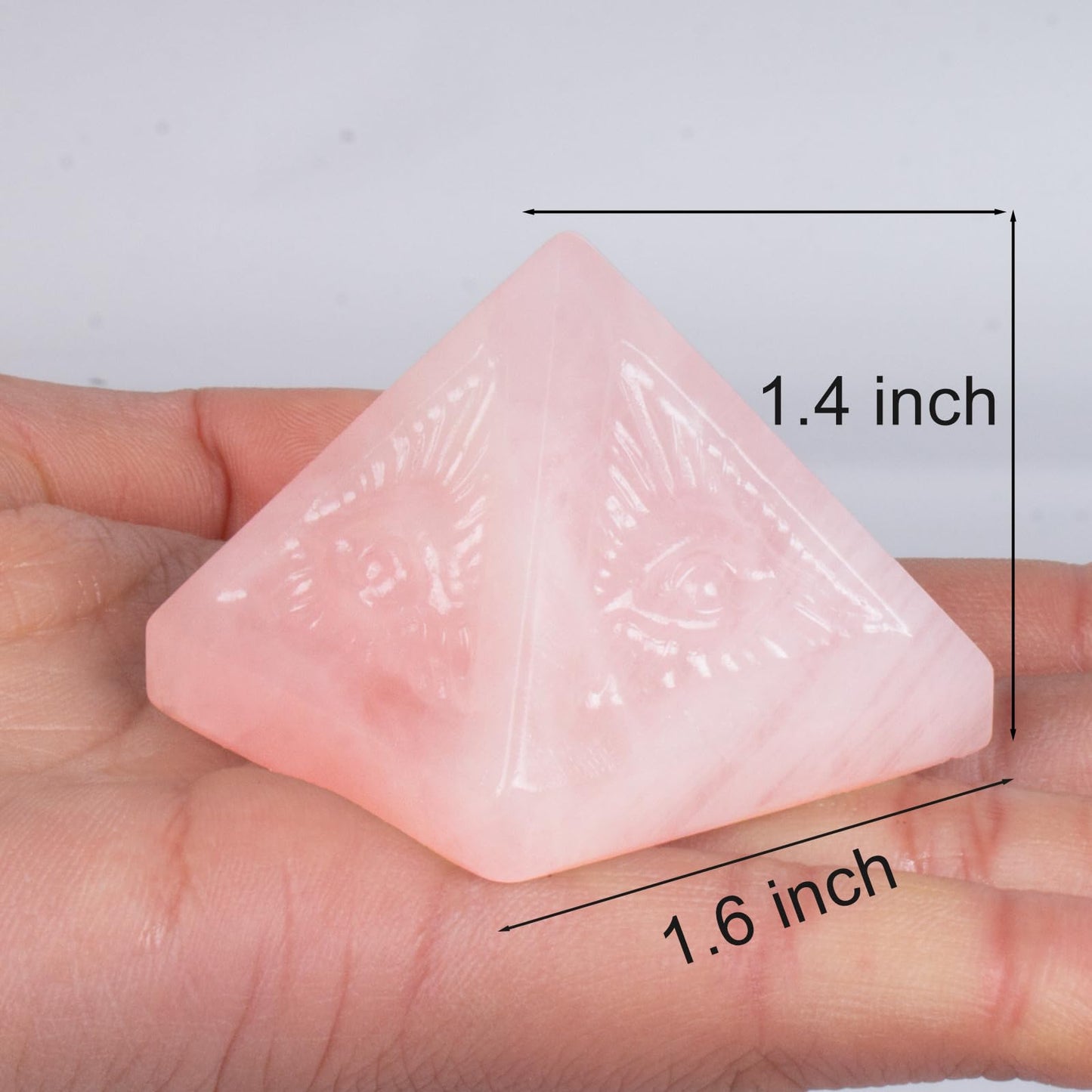 Hguxmcu Rose Quartz Pyramid, Natural Stone, Great Gift for Home, Office & Spiritual use. Ideal for Meditation, Reiki, Chakra Balancing & Energy Enhancement.