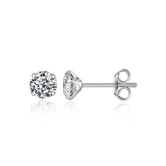 Limerencia G23 Pure Titanium Earrings F136 Implant Grade Titanium Studs 20G Hypoallergenic Round Cubic Zirconia/Princess-Cut/Square/Ball Earrings for Women Men Sensitive Ears(6mm Cubic Zirconia)