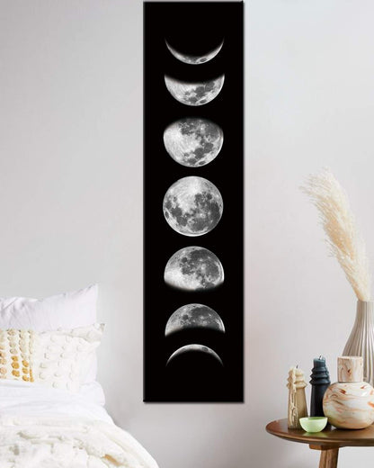 Ohhvvow Moon Phase Wall Art Painting, 47L x 11.8W Black and White Modern Abstract Canvas Wall Art Painting for Living Room Bedroom Decor, Contemporary Artwork for Home Office, Unframed