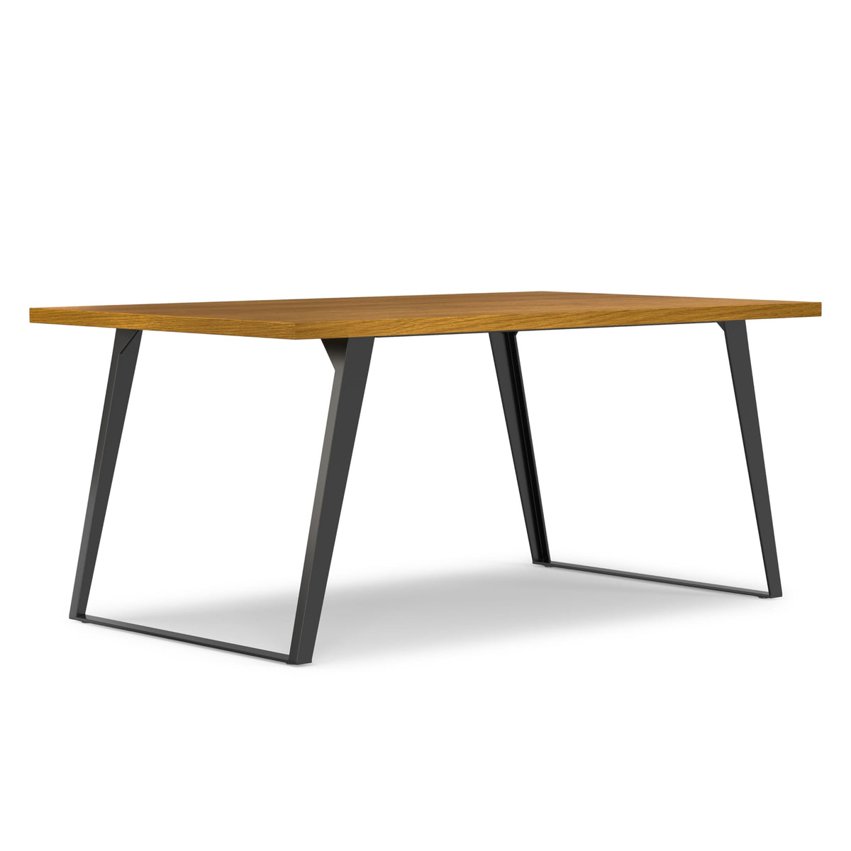 SIMPLIHOME Lowry Dining Table - 66 inch Wide Solid Wood Oak Veneer Table, Modern Industrial Style for Dining Room or Kitchen with Angled Graphite Grey Powder-Coated Iron Legs and Thick Top, Seats 6