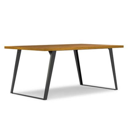 SIMPLIHOME Lowry Dining Table - 66 inch Wide Solid Wood Oak Veneer Table, Modern Industrial Style for Dining Room or Kitchen with Angled Graphite Grey Powder-Coated Iron Legs and Thick Top, Seats 6