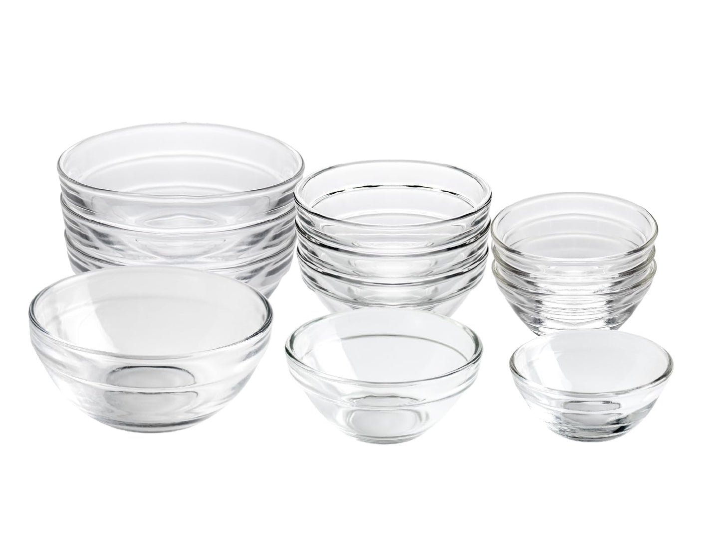 HillSpring 3 Sizes of Glass Prep Bowl Sets, Clear Small Pinch Bowls for Salt, Spices and Chopped Ingredients, 1.5oz/2.5oz/3.5oz, Set of 12