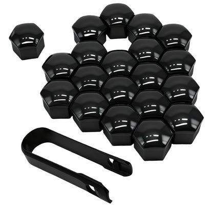 KoiLuvGo 20PCS 21mm Lug Nut Covers, Hexagonal Wheel Bolt Covers Caps, Tire Nut Rust and Dust Protection Cover with Remover Clip, Universal for Most Car Lug Nut Caps, Auto Exterior Accessories (Black)