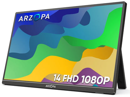 ARZOPA 17.3" Portable Monitor, 1080P FHD 103% sRGB IPS Gaming Monitor Laptop Monitor with Built-in Kickstand HDMI USB C External Screen for PC Mac Phone Xbox PS5 - A1M
