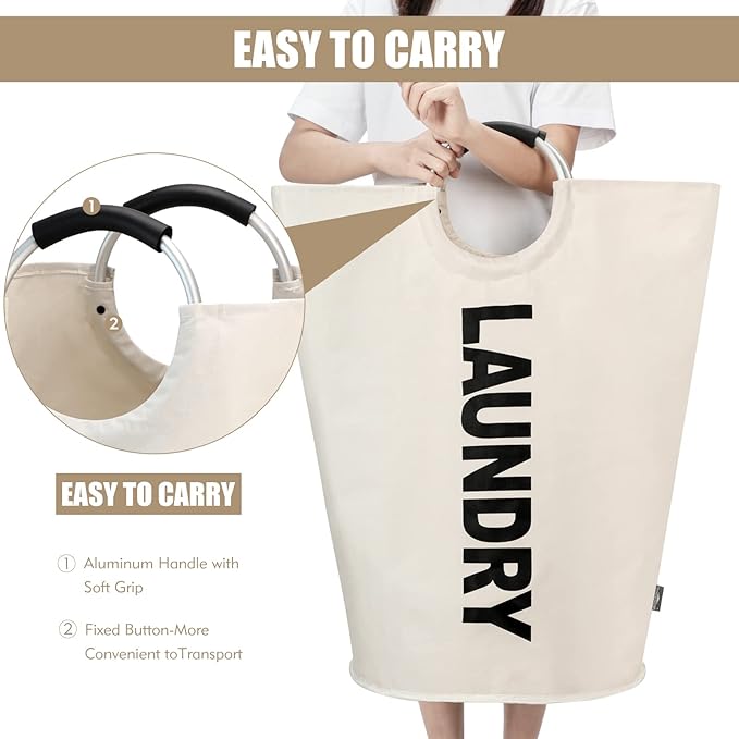 DOKEHOM 90L Large Laundry Basket, Collapsible Laundry Bag, Freestanding Tall