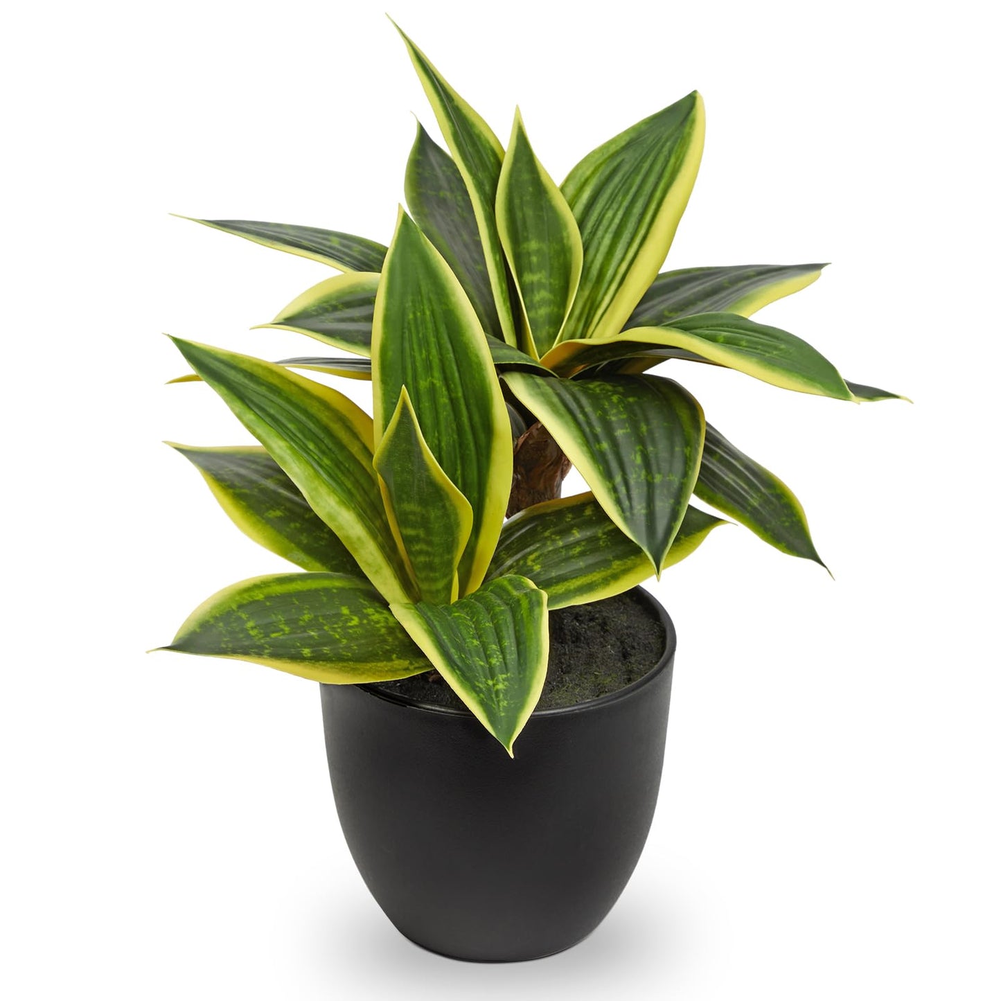 DILATATA Fake Snake Plant 11 Inch Small Potted Good Luck Plant Artificial Snake Plants Faux Mother in Law Tongue Sansevieria Plant - 20 Leaves Fake Laurentii for Indoor Outdoor Home Office Decor