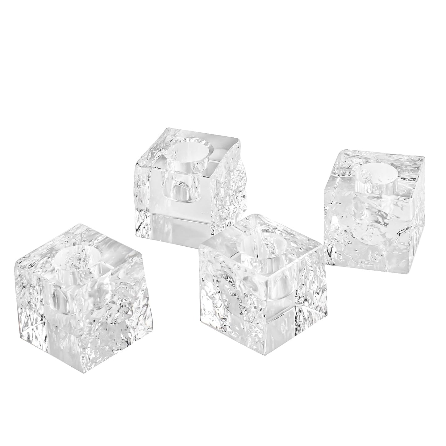Kitcom Crystal Tea Light Candle Holders Pack of 4 for Tabletop Home Decor W1.97'' X H1.77'', Comes with Gift Box