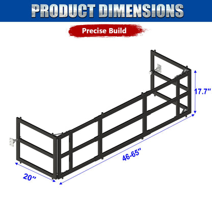 Universal Pickup Truck Bed Extender Rack, 46 to 65" Foldable Adjustable Width for Ford Toyota Nissan Chevy GMC Hyundai Dodge, Heavy-Duty Carbon Steel Square Tube, Expands Cargo Space, Drill Needed