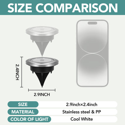 SOLPEX Mini Solar Ground Lights, 10 Pack Solar Lights Outdoor Waterproof, Pathway Lights Solar Powered, Solar Garden Light, Landscape Lighting for Yard Driveway Walkway (Cool White)