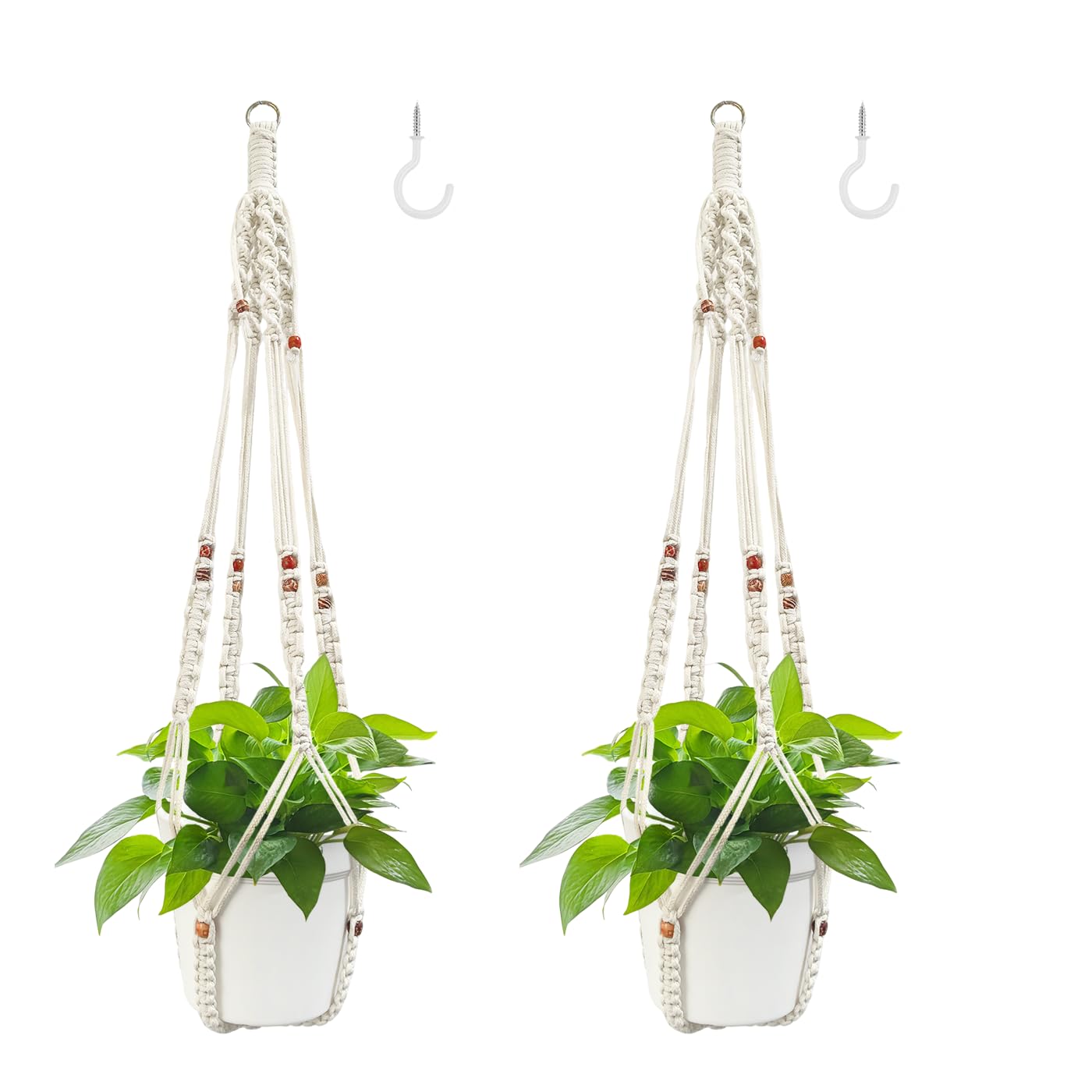 Belit 2 Pack Macrame Plant Hangers Indoor Hanging Planter Basket Decorative Flower Pot Holder Rope for Indoor Outdoor Home Decor