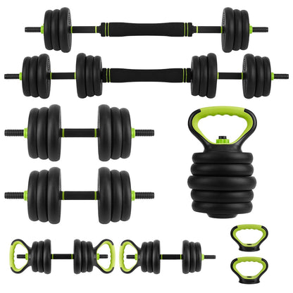 66Lbs Adjustable Dumbbell Set for Home Gym, 4-in-1 Free Weights Set with Connector, Used As Push Up Stand, Adjustable Barbell, Kettlebells for Women & Men, Non-Slip Grip, Space-Saving