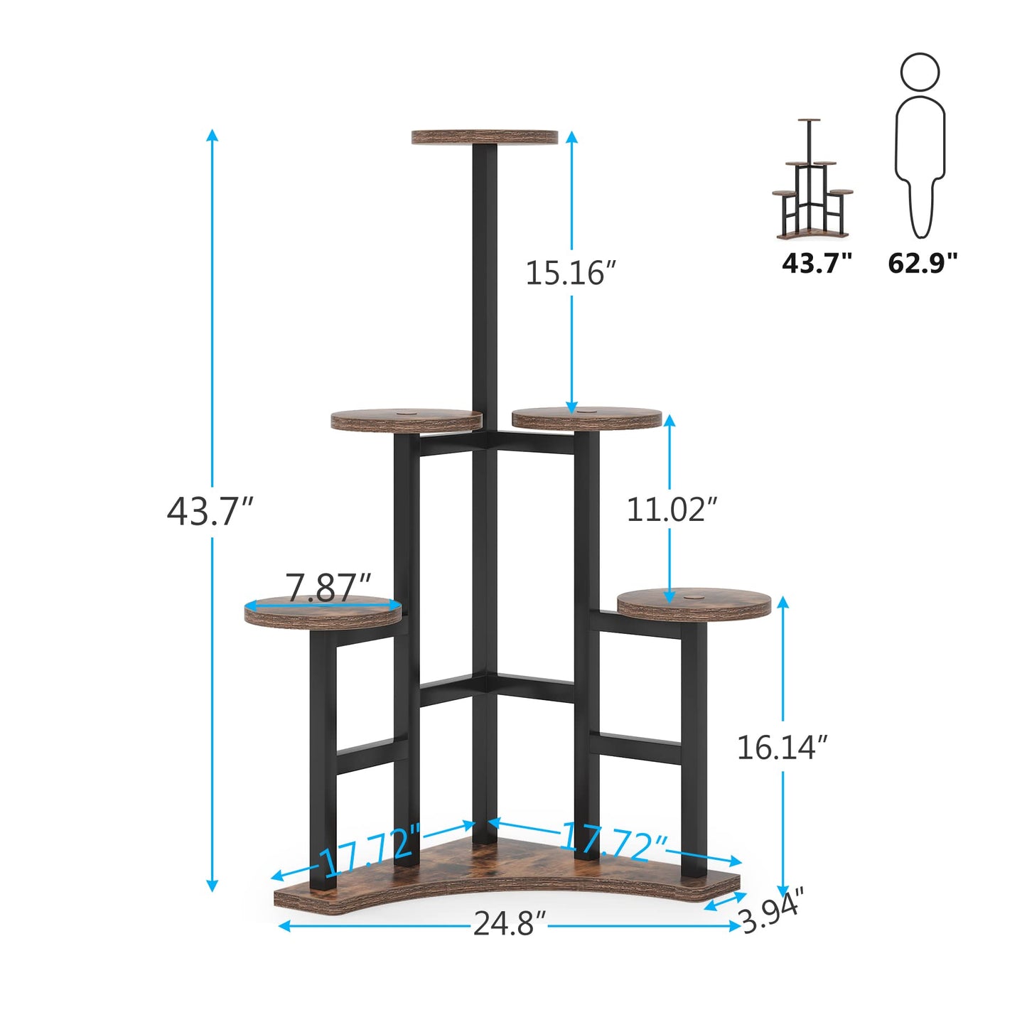 Tribesigns Corner Plant Stand Indoor, 6 Tiered Plant Shelf Flower Stand, Tall Multiple Potted Plant Holder Rack Planter Organizer for Living Room Balcony Garden, Rustic Brown