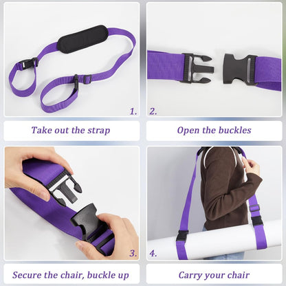 GORGECRAFT Scooter Straps Adjustable Carrying Strap with Non-Slip Shoulder Pad Blue Violet Beach Chair Replacement Universal Carry Strap Yoga Mat Sling Holder for Camping and Outdoor Backpack