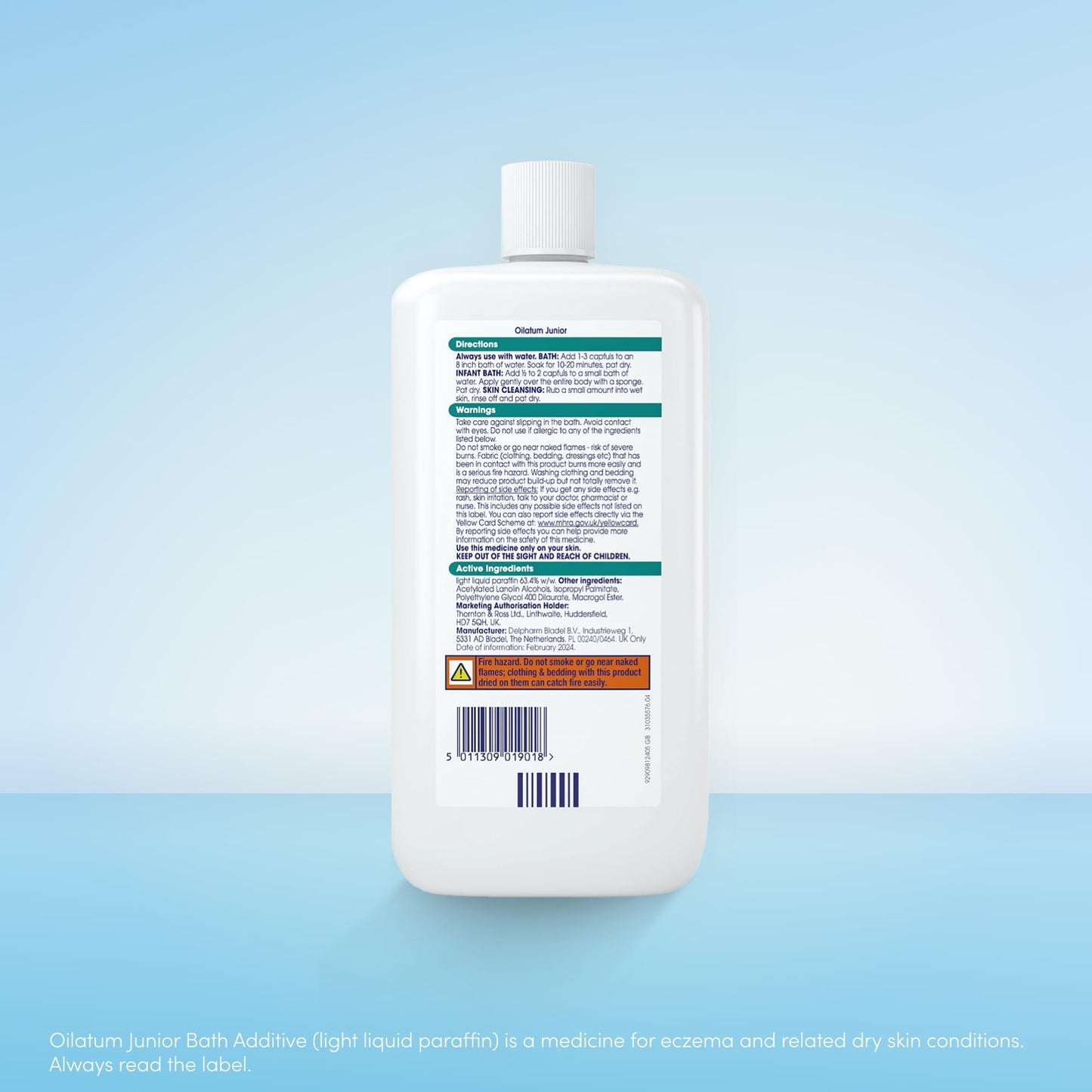 Oilatum Junior, Treatment for Eczema & Dry Skin Conditions, Bath Additive, Protects Skin from Moisture Loss, Fragrance Free, Suitable for Babies & Children, 1 x 600ml