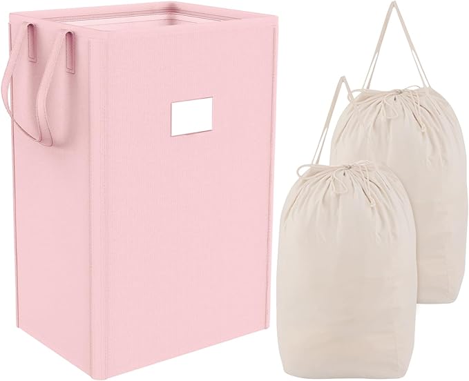 MCleanPin 220L Pink Laundry Hamper Large Collapsible Basket