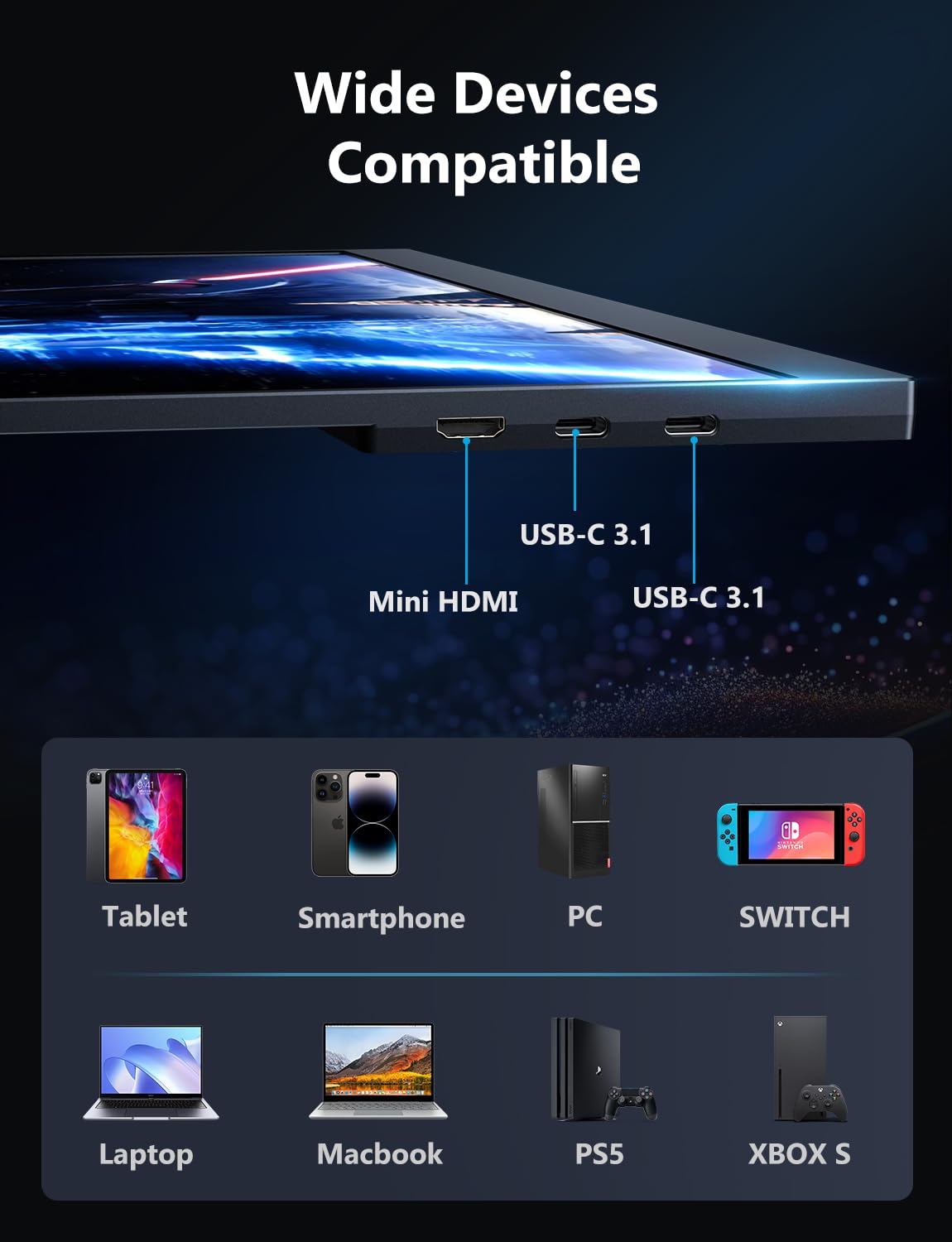 4K Portable Monitor, 16" 3840x2400 IPS Laptop Screen, 1500:1, 400 Nits Screen USB C HDMI Computer Gaming Display with Speakers & Smart Cover, Travel Monitor for PC Phone PS5/4 Xbox Switch