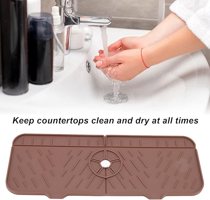 OUKENS Sponge Holder for Kitchen Sink, Silicone Faucet Mat for Kitchen Sink