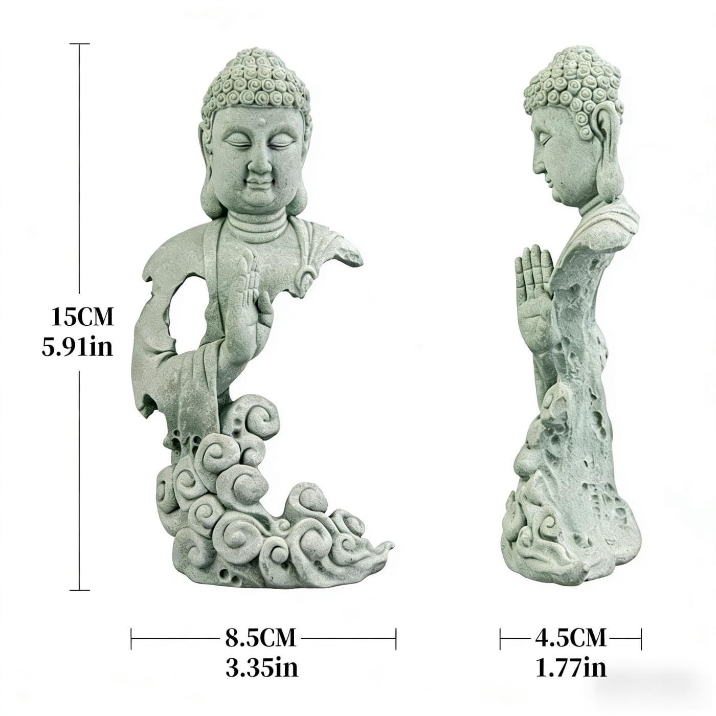 YQLDAHU Meditation Buddha Statue, Sandstone Zen Sculpture for Aquarium Fish Tank, Garden, Home & Office Decor (Indoor/Outdoor) ﻿