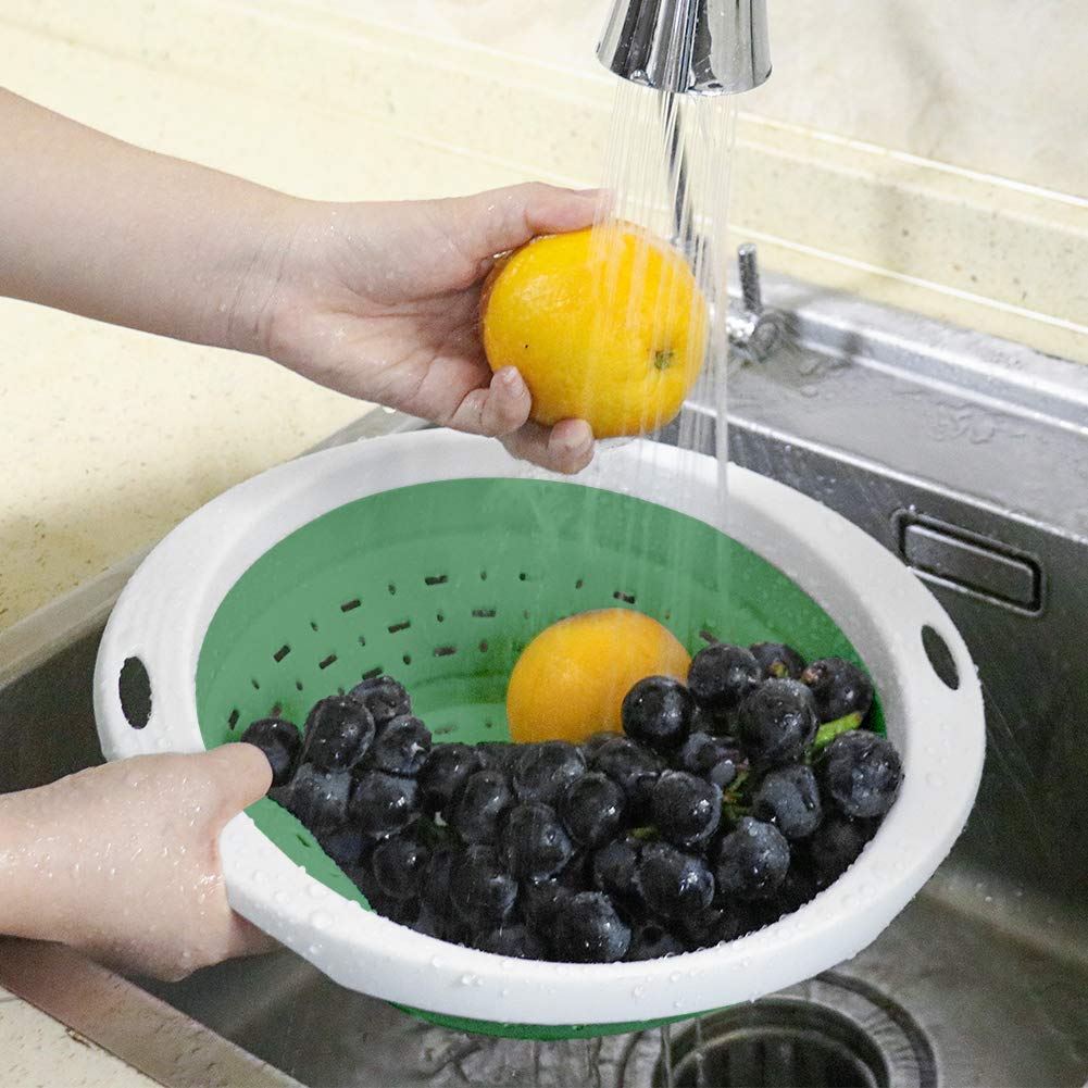 QiMH Collapsible Colander and Strainer, 5 Quart(1.25 gal), Heavey Duty Kitchen Drainer Basket for Pasta, Veggies and Fruits, New Home Apartment Essentials