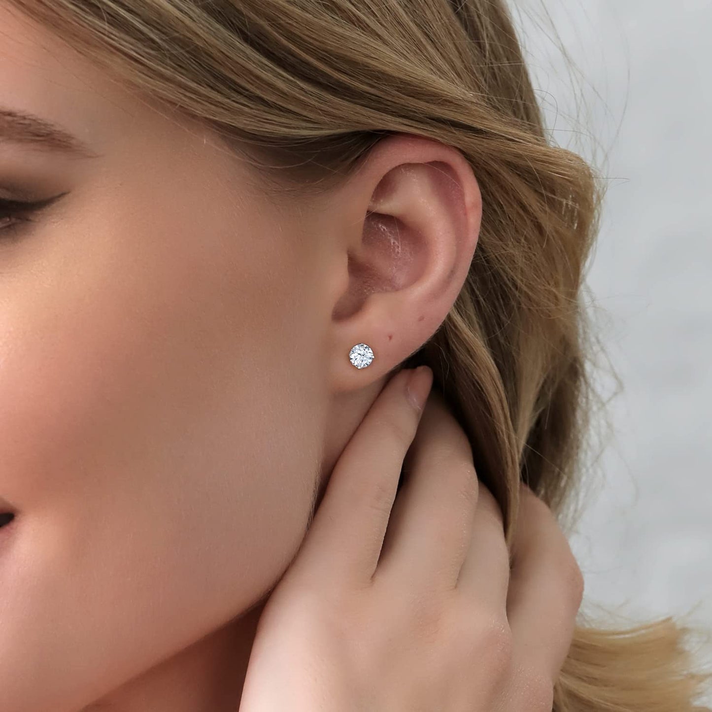 Gem Stone King 2-4 Cttw Round Gemstone Birthstone Stud Earrings For Women Men | 925 Sterling Silver | Round 7MM | Fine Jewelry Gifts for Women Her Mom Wife Men | White Zirconia