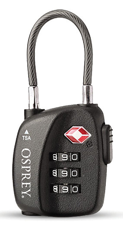 Osprey TSA Approved 3 Dial Cable Luggage Lock, Black
